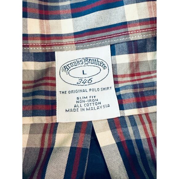 NWOT Brooks Brothers Size Large Slim Fit Plaid Long Sleeve Button Up Shirt Men - Picture 4 of 8